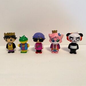 Ryan's World Set of 5 Mini Figures Prince Ryan/ Rocker/ Gus/ Alpha Lexa/ Panda